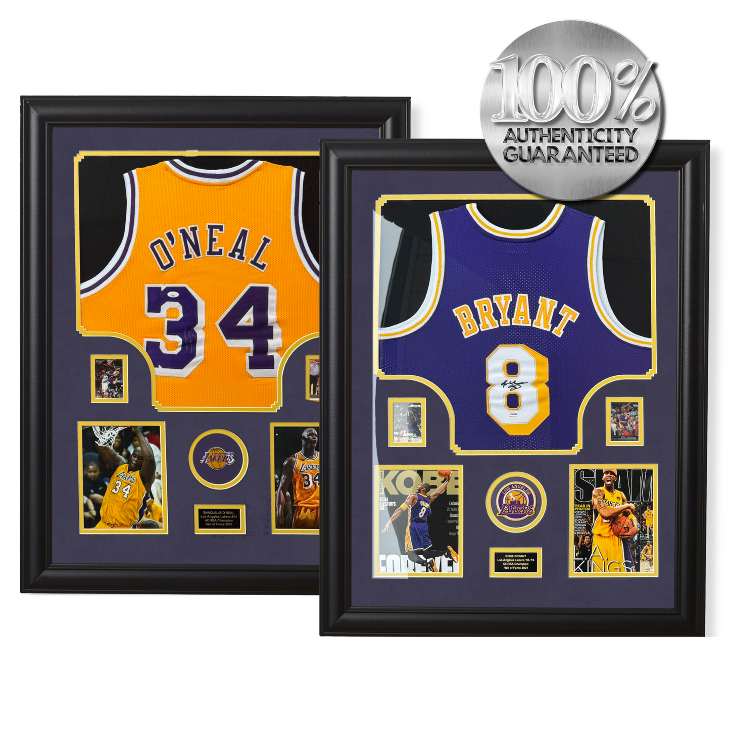 Kobe Bryant & Shaquille O'Neal (Los Angles Lakers) Signed Jerseys